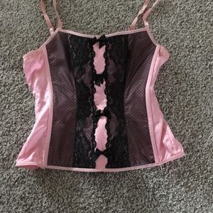 Victoria’s Secret baby pink and black corset